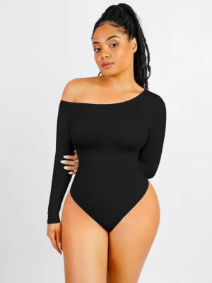 Seamless Diagonal Neck Bodysuit