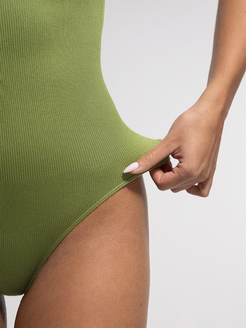 Sleeveless Ribbed Compression Bodysuit - Image 6