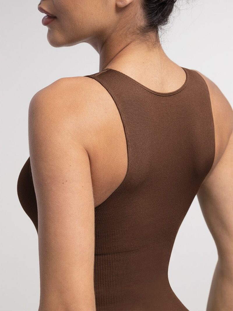 Sleeveless Ribbed Compression Bodysuit - Image 11