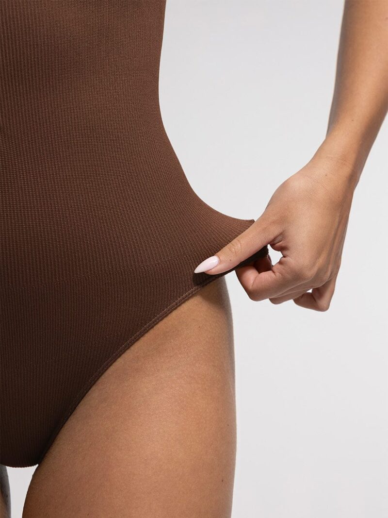 Sleeveless Ribbed Compression Bodysuit - Image 12
