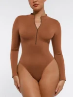 Seamless Zipper Thong Bodysuit